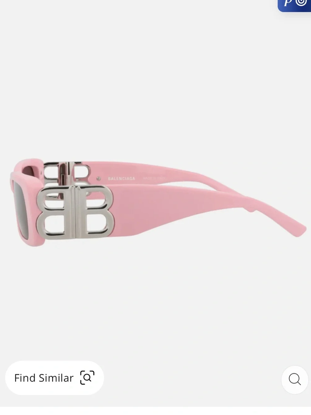 Balenciaga Pink Thick-Frame Sunglasses with Silver BB Logo